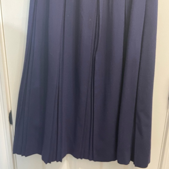29-Vintage Susan Bristol Maxi Wool Pleated Skirt Dark Navy Blue 10 Librarian - Picture 7 of 11
